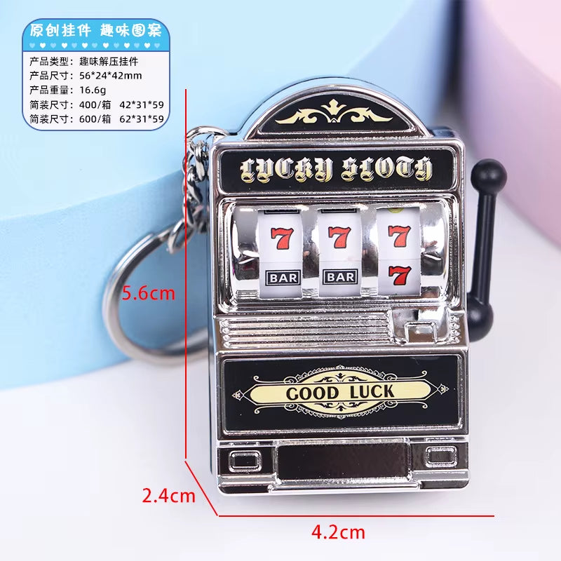 Creative Mini Fruit Slot Machine Casino Lucky Charm Jackpot Keychains Key Chain Pendant Slot Machine Keychain Novelty Gifts