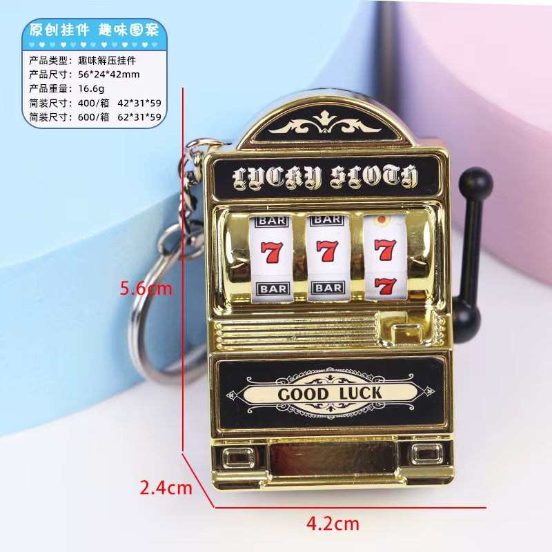 Creative Mini Fruit Slot Machine Casino Lucky Charm Jackpot Keychains Key Chain Pendant Slot Machine Keychain Novelty Gifts